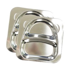 Hoga不鏽鋼小熊2格餐盤 2個, 單色