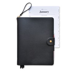 PLEPIC 自由式活頁夾封面 6 孔 A5, 黑色, 1個