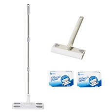 MONACO OLIVE 靜電除塵拖把 + Kok Kok手柄清潔拖把 + Kok Kok除塵布60片套組, 1套, 象牙白