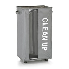 Reborn.J 移動式字母印花分類垃圾桶 90L, 深灰色, 1個