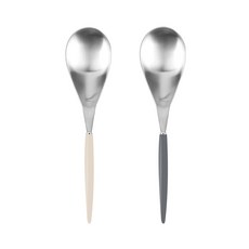 Bogen 韓國製 Mont Blanc Eiffel 緞面烏龍麵湯匙 2件組, 奶油色, 炭灰色, 1套