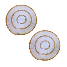 Paradiso 素雅配色圓形手工藤編棉質餐墊 鍋墊 杯墊 A 2入, 白色, 2個