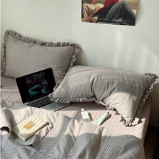 彩虹自然荷葉邊細節寢室枕頭套