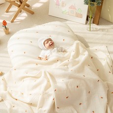 essian 防倒下睡墊+雙層棉紗毯組, 橘色