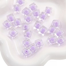 Allode 糖漿方形透明半透明DIY串珠 10 x 10 mm 10入, 06 紫色透明, 5個