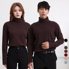 TURNKEY 男女通用大尺碼超彈力高領T恤 FT-167, 棕色