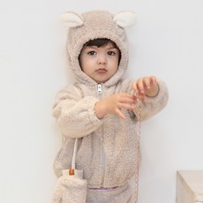BABYLEE 孩童小熊造型絨毛拉鍊外套