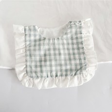 Hararoy幼兒用荷葉邊薄荷色格紋圍巾