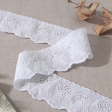 瑪麗安特 緞帶花束棉質刺繡蕾絲 白色 180cm, 1個