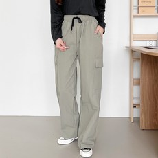 가비진 여성용 아노락 밴딩 카고 일자 롱기장 바스락 바지