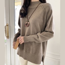 Lusida 女款羊毛Ardiel半高領開衩長袖針織衫