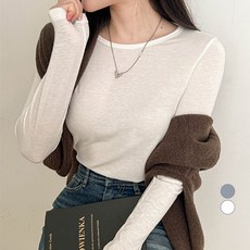 밀키버터 여성용 기모 유넥 컴포트핏 긴팔 티셔츠 MB2315