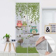 다샵 현관용 방문 자석 벨크로 부착형 모기장, 숲속부엉이