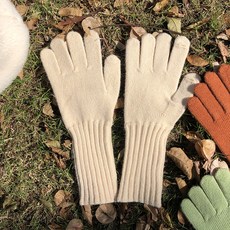 SORIDAL 女性用Metareun粉彩素色坑條紋長版手臂套袖套附指孔手指手套