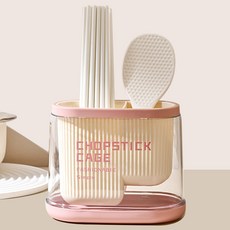 Mondspot 字母透明排水2格分離式餐具筒架 RB20701, 1個, 粉紅色