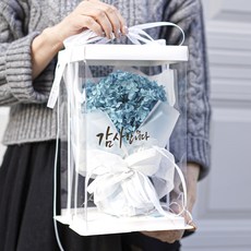 乾花繡球花束+祝賀貼紙+案例套組, 藍色