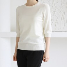 바네사빈 여성용 베이직 7부 라운드 니트 v00607