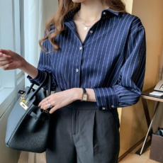 TheSirup 女款職業女性條紋襯衫