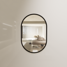 Madeu 黏貼式一般簡約壓克力鏡 長橢圓形 L, 黑色