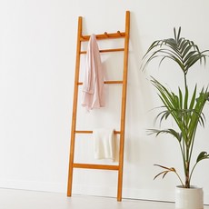 WOODYHOME 邊角設計原木立式梯形衣架, 棕色
