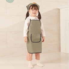 BEBE CHOUETTE 幼兒用粉彩防水圍裙 + 頭巾套組