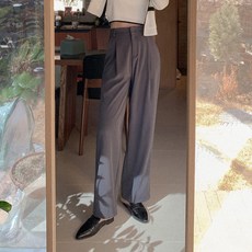 큐니걸스 여성용 수선놉54 언더원핀턱 와이드 슬랙스 일반 기장