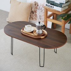 스토리퍼니쳐 국내생산 E0 LPM 바움 와이드 타원 접이식 테이블 800x400, 콜롬비아 월넛