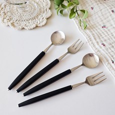 Bogen 可愛套組 緞面 + 黑色, 1套, 茶匙 2p + 茶叉 2p