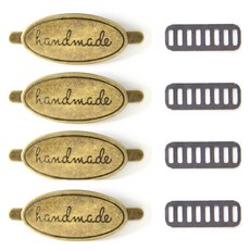 Knitt 橢圓手工金屬標籤, 4個, 古銅色