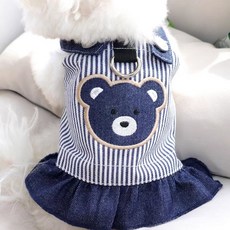 Coco studio 寵物牛仔背帶吊帶裙, 1個, 深藍牛仔熊