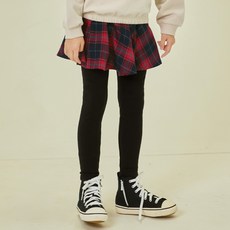 spoon 女童格紋絨毛內搭褲裙