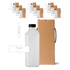 方形荷蘭PET容器1000+黑帽+盒子+N10貼紙套組, 10組