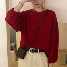 유토밸런오 여성용 벌륜소매 무지 티셔츠