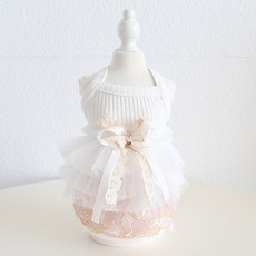 Chilshi 狗狗蝴蝶結款式細肩帶芭蕾舞衣, 白色, 1個