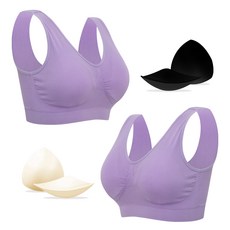 女款大尺碼無鋼圈瑜珈運動內衣 2件+加厚胸墊 2cm 2對組