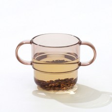 TACKAON 幼兒用Ecogen雙柄透明杯, 棕色, 1個, 200ml