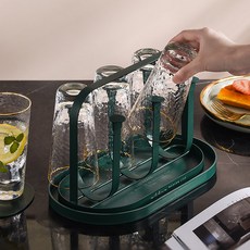 카페 느낌 레터링 컵걸이 타원형 6구, 그린, 1개