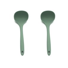 粉彩矽膠湯勺 小, 深綠色