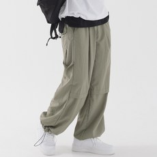 PIANER 尼龍寬版工裝抽繩褲