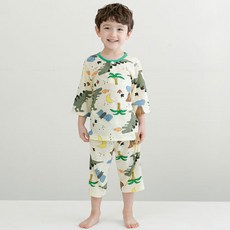 Hola baby 童款恐龍印花7分睡衣褲組