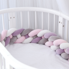 Happy Mine 溫暖柔軟麻花捲床圍 1m, 白色 + 灰色 + 淺粉色 + 紫色