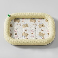 파스텔펫 반려동물 캐릭터 쿨 쿠션방석, 옐로우, 1개