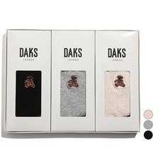 DAKS 女士泰迪熊刺繡中筒襪3雙禮盒組 (附提袋)