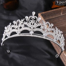 에스텔라 리프플라워 라인 장식 웨딩 티아라 WT114, 1개, 실버화이트