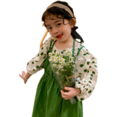 Orange Damom 女童圓點荷葉邊上衣連身裙套裝