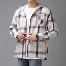 The Manship男款時尚寬鬆連帽休閒格紋襯衫 IDTST15001