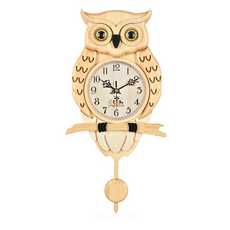 청람 우드 부엉이 벽시계, KA035 로그 컬러