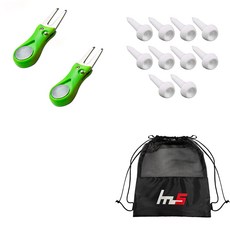 NAYASTYLE 高爾夫果嶺叉修補器 2入 + PE高爾夫短Tee 10入 + 收納袋套組 GFYP-38-4+162PU, 混合顏色