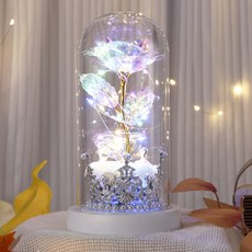 EUMES 香皂紀念日生日禮物LED全息玫瑰皇冠氣氛燈, 白色, 1個
