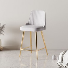 가구느낌 시엘 벨벳 골드바 체어, 베이지, 2개